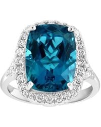 Effy Fine Jewelry - 14K 8.81 Ct. Tw. Diamond & London Topaz Ring - Lyst