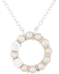 Splendid - & Czs Silver 3-3.5mm Freshwater Pearl & Cz Halo Necklace - Lyst