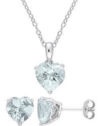 Rina Limor - Silver 4.50 Ct. Tw. Aquamarine Pendant Necklace & Earrings Set - Lyst