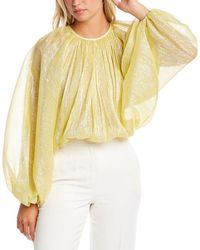 Halston Violet Chiffon Silk-blend Bodysuit - Yellow
