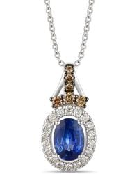 Le Vian - Le Vian 14k 1.00 Ct. Tw. Diamond & Ceylon Sapphire Pendant Necklace - Lyst