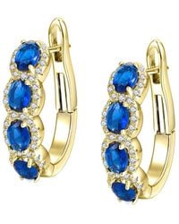 Genevive Jewelry - 14k Over Silver Cz Oblong Hoops - Lyst