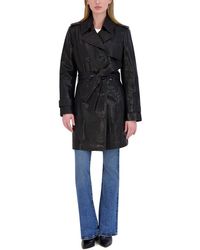 Tahari - Natalie Medium Leather Trench Coat - Lyst