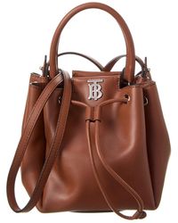 Burberry Monogram Motif Leather Bucket Bag - Brown