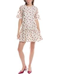 Ganni - Organza Jacquard Mini Dress - Lyst