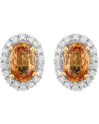 Diana M. Jewels - Fine Jewelry 14k 1.66 Ct. Tw. Diamond & Orange Sapphire Studs - Lyst