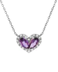 Gemstones - Silver 0.45 Ct. Tw. Diamond & Amethyst Heart Necklace - Lyst