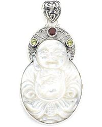 Samuel B. - Silver 0.57 Ct. Tw. Gemstone & Pearl Buddha Pendant - Lyst