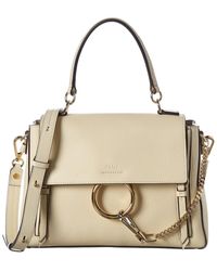 Chloé Faye Day Small Leather Shoulder Bag - Natural