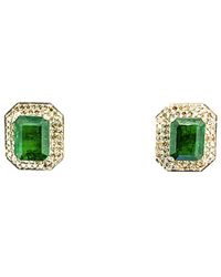 Arthur Marder Fine Jewelry Silver 4.75 Ct. Tw. Diamond & Emerald Earrings - Green