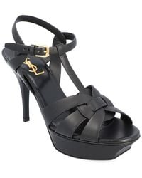 Saint Laurent - Calfskin Leather Tribute Platform Sandal (Authentic Pre- Loved) - Lyst