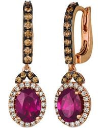 Le Vian - Le Vian 14k 1.39 Ct. Tw. Diamond & Rhodolite Earrings - Lyst