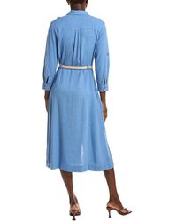 malika linen-blend shirt dress L'Agence Malika Linen-Blend Shirt Dress in Blue