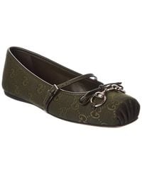 Gucci - Horsebit Gg Canvas & Leather Ballet Flat - Lyst