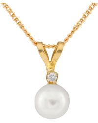 Splendid - 14k Diamond & 5-5.5mm Akoya Pearl Necklace - Lyst