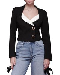 Avec Les Filles - Contrast Lapel Cropped Blazer - Lyst