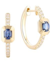 Gregg Ruth - 14K 0.61 Ct. Tw. Diamond & Sapphire Huggie Earring - Lyst
