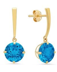 MaxColor - 14k 3.90 Ct. Tw. Blue Topaz Drop Earrings - Lyst