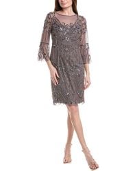 Adrianna Papell - Beaded Embellished Tulle Cocktail Dress - Lyst
