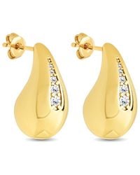 Sterling Forever - Cz Callie Teardrop Polished Earrings - Lyst