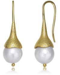 Rachel Glauber - 14k Over Silver 11.5-11.5mm Pearl Earrings - Lyst
