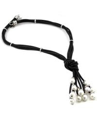 Gemstones - Diamond Select Cuts 0.15 Ct. Tw. Diamond 8-9Mm Pearl Necklace - Lyst