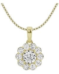Lab Grown Diamonds - 14k 1.00 Ct. Tw. Lab Grown Diamond Halo Pendant Necklace - Lyst