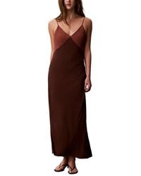 Calvin Klein - Twill Maxi Slip Dress - Lyst