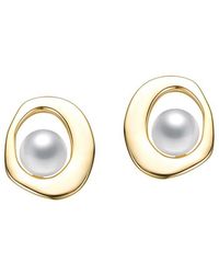Rachel Glauber - 14K Plated 5Mm Pearl Irregularly Earrings - Lyst