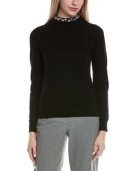 Sofiacashmere - Stone-Trimmed Mock Neck Wool & Cashmere-Blend Sweater - Lyst