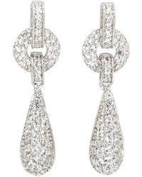 Suzy Levian - Silver 0.02 Ct. Tw. Diamond & White Topaz Tear Drop Earring - Lyst