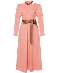 Stella McCartney - Belted Leather-Trim Dress - Lyst