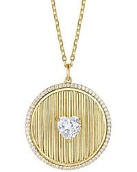 Rachel Glauber - 14k Plated Cz Heart Medallion Pendant Necklace - Lyst