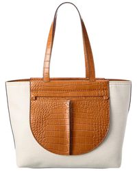 Tod's - Tasca Canvas & Croc-embossed Leather Tote - Lyst