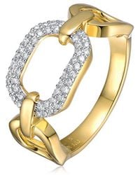 Rachel Glauber - 14k Plated Cz Triple Chain Link Ring - Lyst