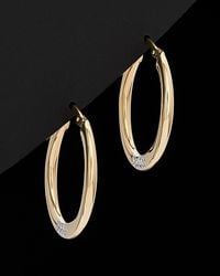Italian Gold - 14k Two-tone Oval Hoop Earrings - Lyst