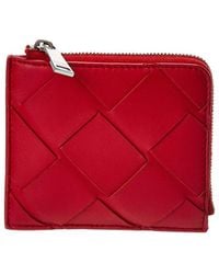 Bottega Veneta Small Intrecciato Leather Zip Wallet - Red