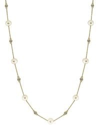 Effy Fine Jewelry - 14K 0.34 Ct. Tw. Diamond & 5.5Mm Pearl Necklace - Lyst