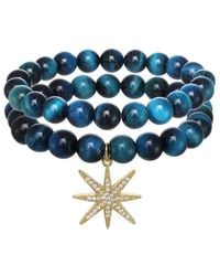 Rachel Reinhardt Jewelry - 14k Plated Cat's Eye Cz Star Pendant Bracelet - Lyst