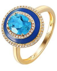Diana M. Jewels - Fine Jewelry 14k 1.70 Ct. Tw. Diamond & Blue Topaz Enamel Half-eternity Ring - Lyst