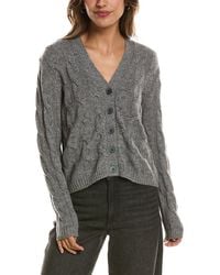 Forte - Cable V-neck Wool & Cashmere-blend Cardigan - Lyst