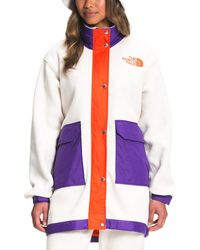 The North Face Colour Block Fleece Long Jacket - White