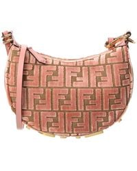 Fendi - Graphy Mini Ff Jacquard Velvet & Leather Hobo Bag - Lyst