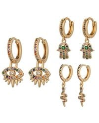 Eye Candy LA - Cz 3pc Huggie Earrings Set - Lyst