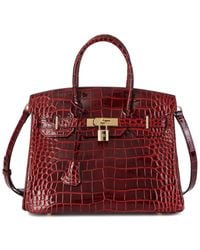 Tiffany & Fred Paris - Large Croc-embossed Leather Satchel - Lyst