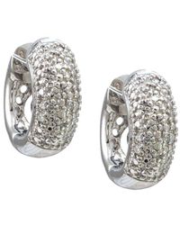 Diamond Select Cuts - Silver 0.09 Ct. Tw. Diamond Small Hug Hoops - Lyst