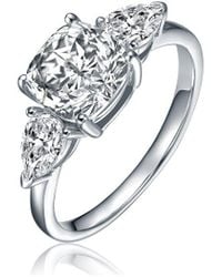 Genevive Jewelry - Silver Cz Engagement Ring - Lyst