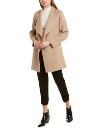 Vince Draped Sweaterback Wool-blend Coat - Brown