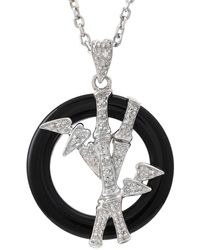 Gemstones - Silver 0.1 Ct. Tw. Diamond & Onyx Necklace - Lyst