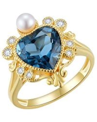 Kai Fine Jewelry - 14K 4.42 Ct. Tw. Diamond & London Topaz & 3-4Mm Pearl Cocktail Ring - Lyst